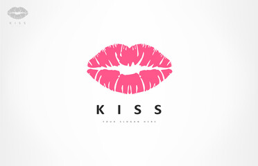 Lips logo vector. Kiss design.