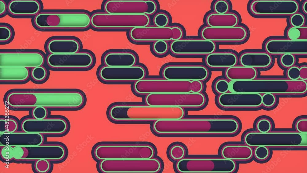 Aufkleber Endless movement pattern of colored geometric shapes 3d rendering loop animation