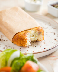 Japanese Korokke recipe with salad with a bite