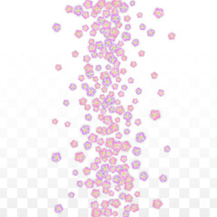 Blue Vector Realistic Blue Petals Falling on Transparent Background.  Spring Romantic Flowers Illustration. Flying Petals. Sakura Spa Design. Blossom Confetti. Design Elements for Wedding Decoration.