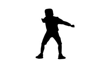 Obraz na płótnie Canvas Silhouette kids jumping exercise Outdoor with white background with clipping path