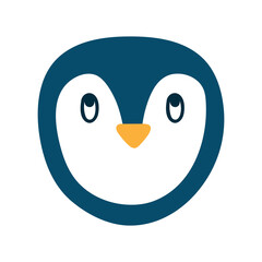 Hand drawn cute penguin head isoalted on white background