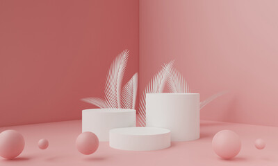 3d rendering illustration of background abstract pedestal board, art display mockup product decoration stand wallpaper