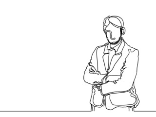 Business woman contour drawing concept with vector design.