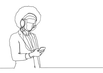 Business woman contour drawing concept with vector design.