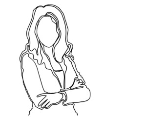 Business woman contour drawing concept with vector design.