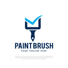 Paint brush logo design check icon, symbol, template