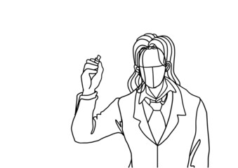 Business woman contour drawing concept with vector design.