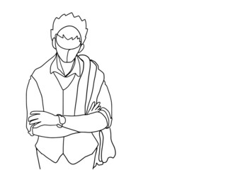 Business woman contour drawing concept with vector design.