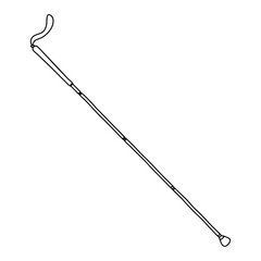 Outline Walking stick for blind people icon, doodle, black and white illustration. Vector Stock illustration.