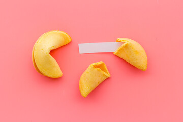 Chinese fortune cookies with empty blank. Good luck and asian New Year background