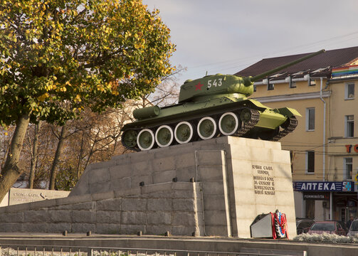 Tank t-34 at Peace square in Oryol (Orel). Russia