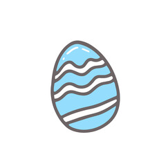 Decorated blue Easter egg in doodle style. Isolated illustration.