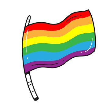 recommend clip art: LGBT flag in cute doodle style. Isolated rainbow illustration.