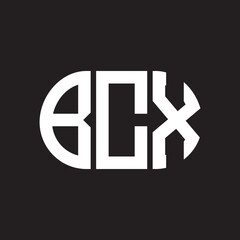 BCX letter logo design on black background. BCX