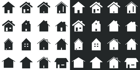 Set of home icon vector illustrator. House linear line silhouette symbol. 640x640 pixels.