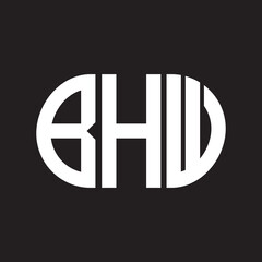 BHW letter logo design on black background. BHW