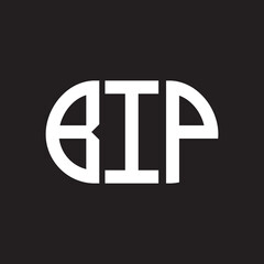 BIP letter logo design on black background. BIP