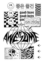 Streetwear Print Graphic Design Vector Illustration. Cool Acid Street Art.