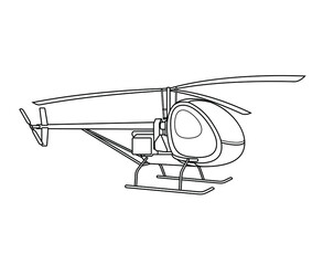 
Black and white drawing, helicopter. Coloring for children. Isolated object. Linear pattern. Vector drawing.