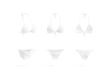 Blank white woman bikini mockup, different views