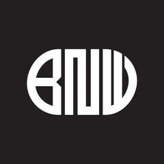 BNW letter logo design on black background. BNW