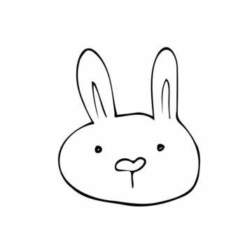 Cute doodle bunny faces. Pet heads. Happy easter bunnies. Vector illustration