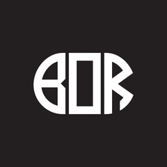 BOR letter logo design on black background. BOR