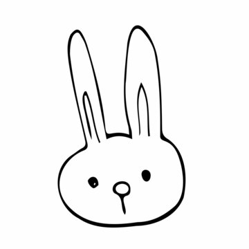 Cute doodle bunny faces. Pet heads. Happy easter bunnies. Vector illustration