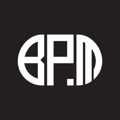 BPM letter logo design on black background. BPM