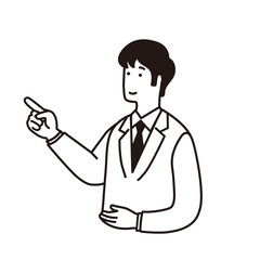 指差しポーズをするシンプルな男性のイラスト