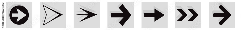 Poster arrow icon set isolated on background. arrows vector collection. different arrow icons in flat style