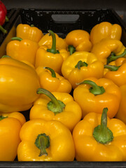 Box of yellow Bell Peppers