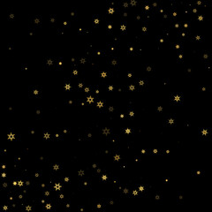 Falling Snow flakes golden pattern Holiday Vector