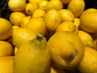 Box of ripe lemons