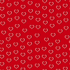Simple hearts seamless pattern. Valentines day background. Flat design endless chaotic texture made of heart