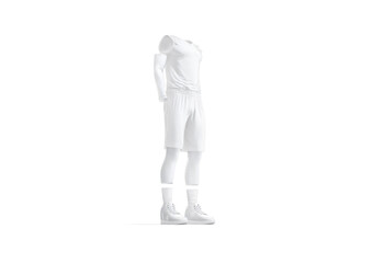 Blank white basketball uniform mock up, side view