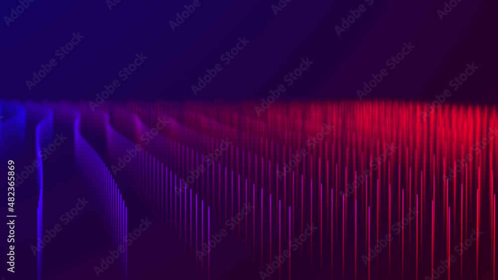 Aufkleber Abstract digital wave. Dynamic wave of glowing particles. Data technology background. 3d