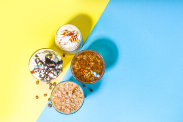  Set of iced coffee drinks