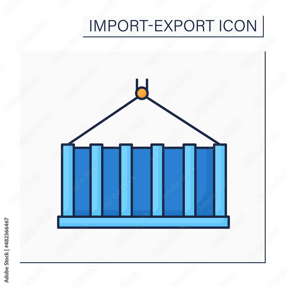 Poster container color icon. large metal box. box with standard design and size used for goods transportati
