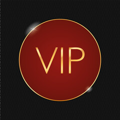VIP - round gold frame with red banner on black background	