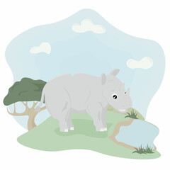 rhinoceros illustration in nature