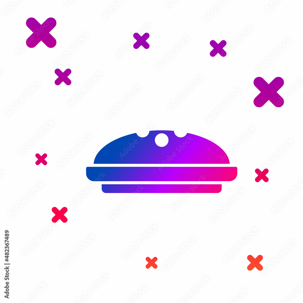 Poster color homemade pie icon isolated on white background. gradient random dynamic shapes. vector