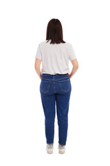 Obraz premium back view of woman in casual clothes isolated on white
