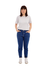 Obraz premium full length portrait of woman in casual clothes isolated on white