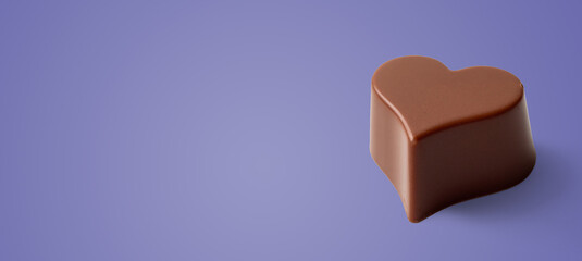 Valentines day lilac background of chocolate heart.