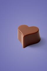 Valentines day lilac background of chocolate heart.