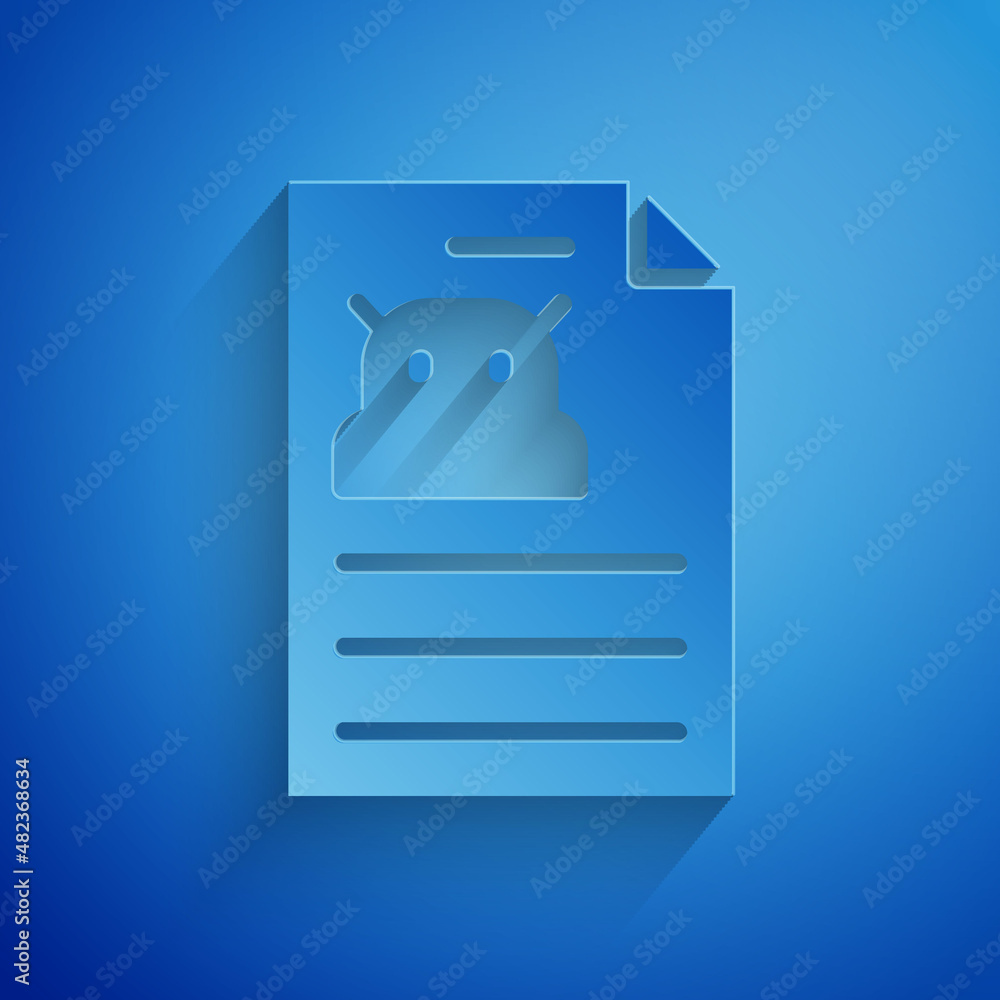 Poster paper cut technical specification icon isolated on blue background. technical support check list, te