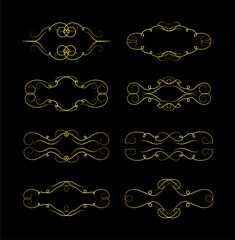 Gold Borders Elements Set Collection, ornament Vector