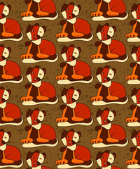Seamless pattern with repeat creative cats